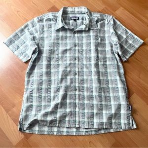Patagonia Grey Plaid Seersucker Button Down